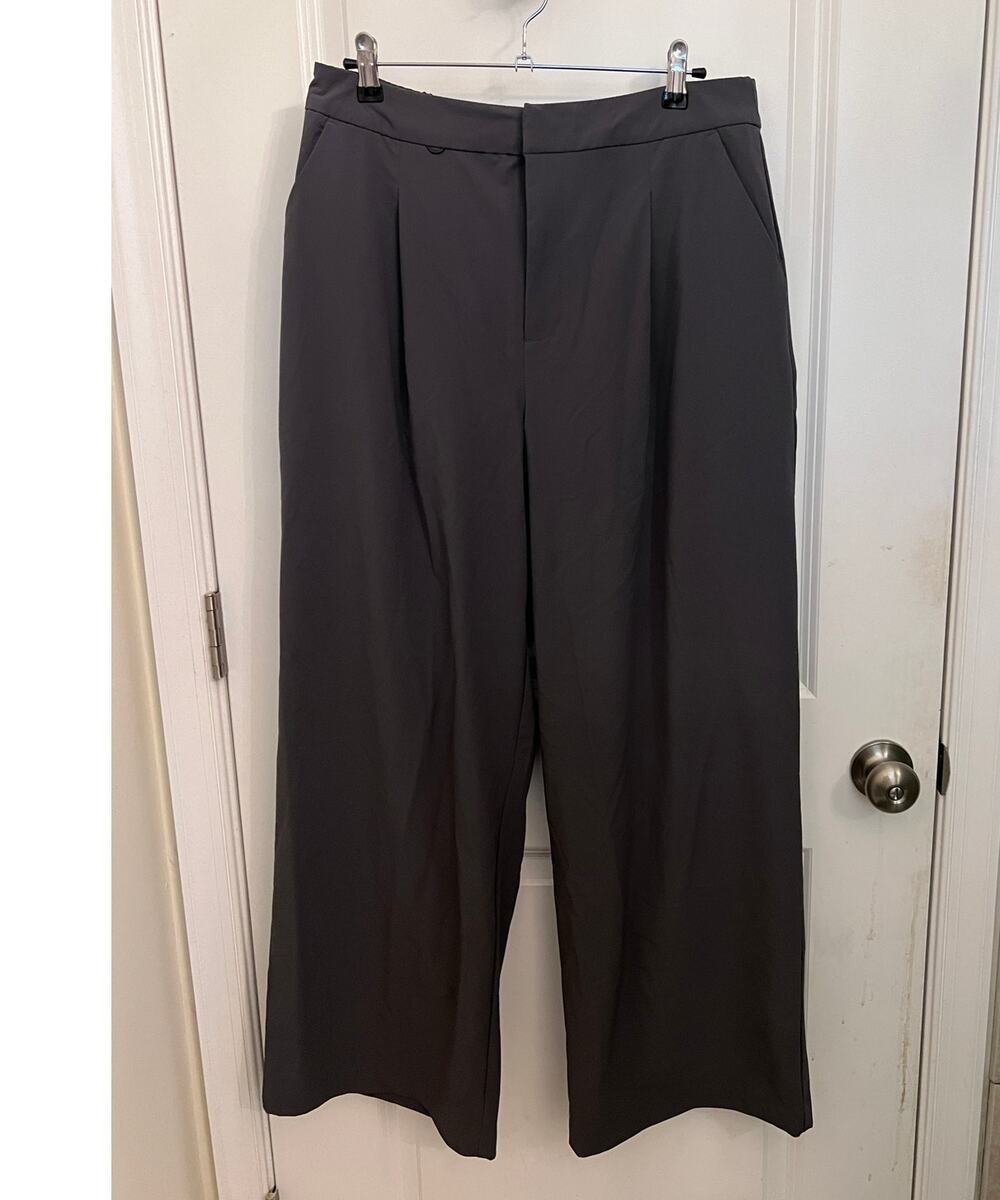 FIGS PRO High Waisted Wide-Leg Trouser L Dark Gray corporate Chic Workwear Tech
